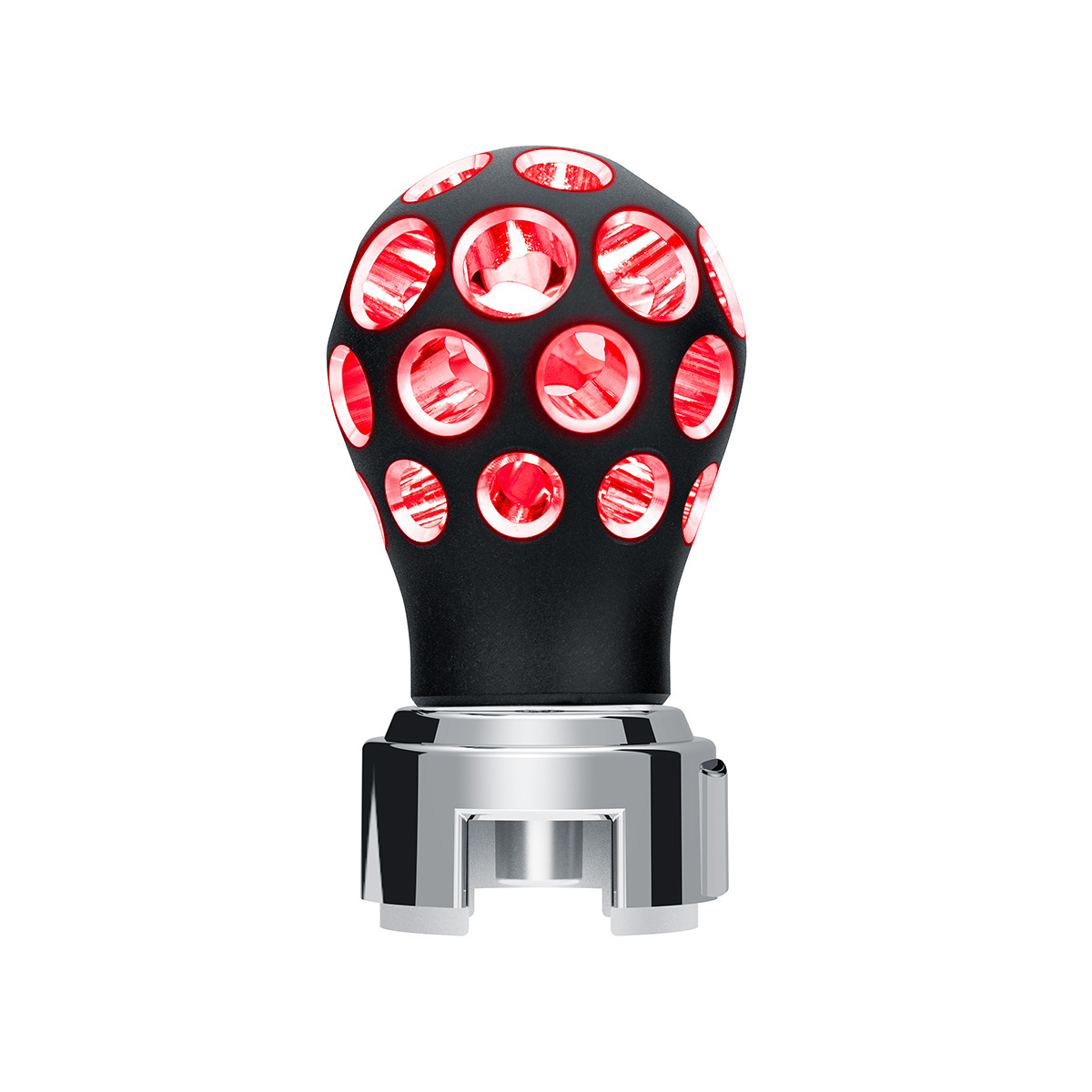 Thread-On Matte Black Phoenix Style Ball Gearshift Knob With LED 13/15/18 Speed Adapter-Red LED 71078
