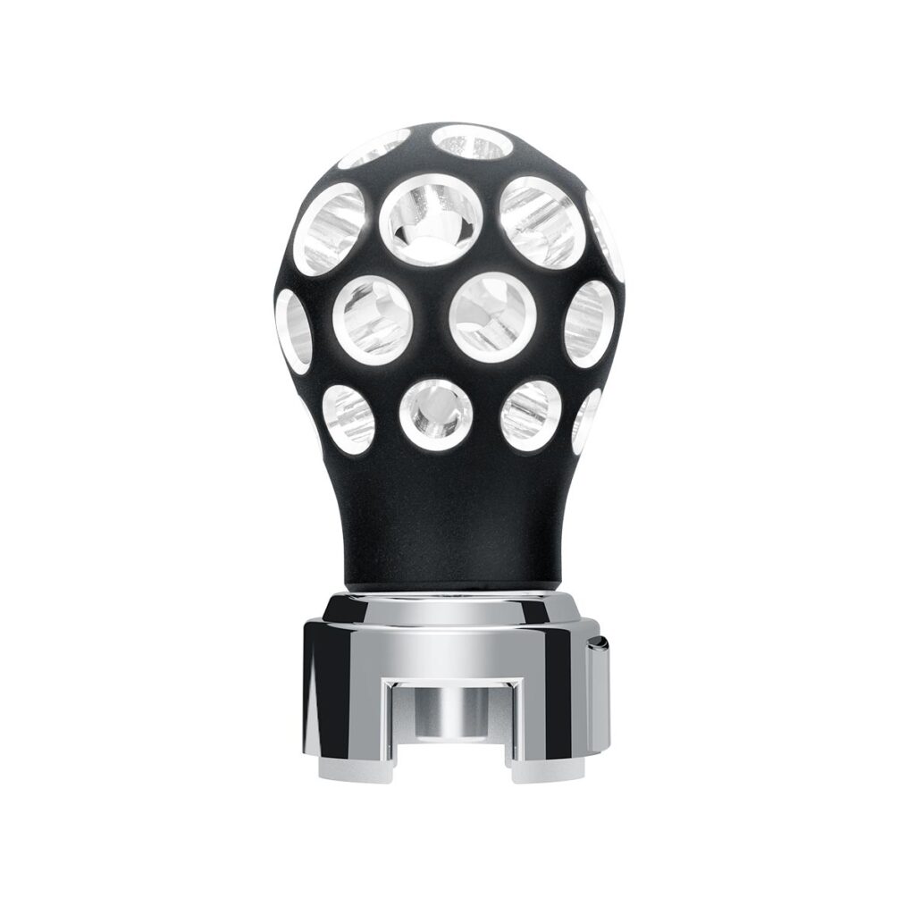 Thread-On Matte Black Phoenix Style Ball Gearshift Knob With LED 13/15/18 Speed Adapter-White LED 71079