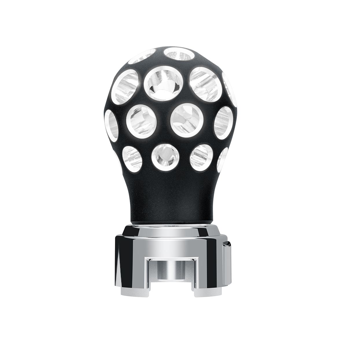 Thread-On Matte Black Phoenix Style Ball Gearshift Knob With LED 13/15/18 Speed Adapter-White LED 71079