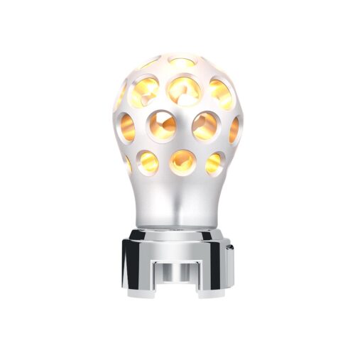 Thread-On Annodized Phoenix Style Ball Gearshift Knob With LED 13/15/18 Speed Adapter-Amber LED 71084