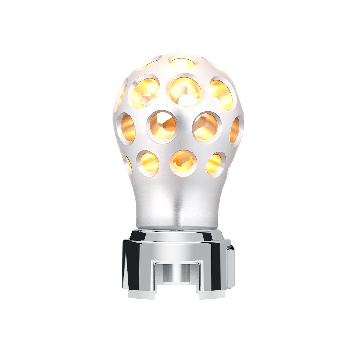 Thread-On Annodized Phoenix Style Ball Gearshift Knob With LED 13/15/18 Speed Adapter-Amber LED 71084