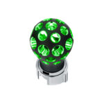 Thread-On Matte Black Phoenix Style Ball Gearshift Knob With LED 13/15/18 Speed Adapter-Green LED - Image 3