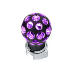 Thread-On Matte Black Phoenix Style Ball Gearshift Knob With LED 13/15/18 Speed Adapter-Purple LED - Image 3