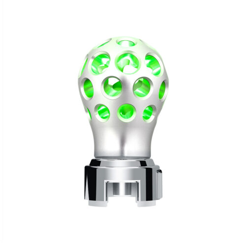 Thread-On Annodized Phoenix Style Ball Gearshift Knob With LED 13/15/18 Speed Adapter-Green LED 71096