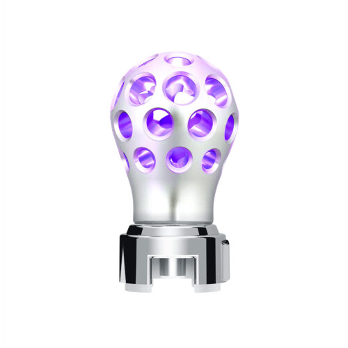 Thread-On Annodized Phoenix Style Ball Gearshift Knob With LED 13/15/18 Speed Adapter-Purple LED 71097