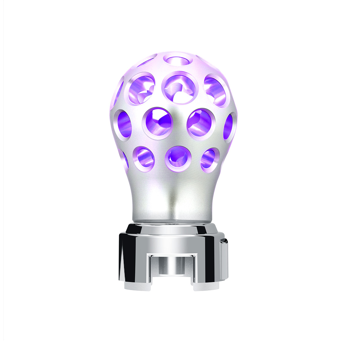 Thread-On Annodized Phoenix Style Ball Gearshift Knob With LED 13/15/18 Speed Adapter-Purple LED 71097