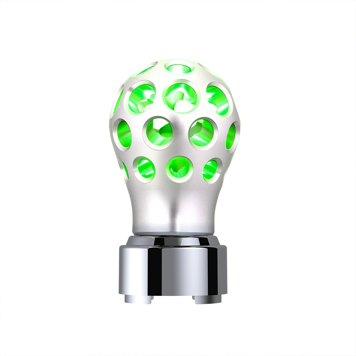Thread-On Annodized Phoenix Style Ball Gearshift Knob With LED 9/10 Speed Adapter-Green LED 71098