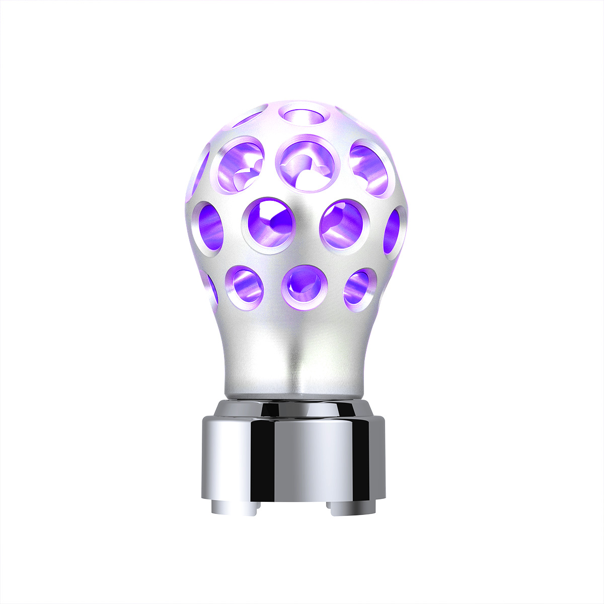 Thread-On Annodized Phoenix Style Ball Gearshift Knob With LED 9/10 Speed Adapter-Purple LED 71099