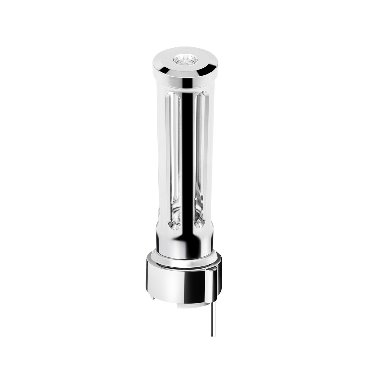 Thread-On Chrome Sonoma Style Gearshift Knob With LED 9/10 Speed Adapter-Clear Crystal/White LED 71137