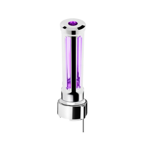Thread-On Chrome Sonoma Style Gearshift Knob With LED 9/10 Speed Adapter-Purple Crystal/Purple LED 71139