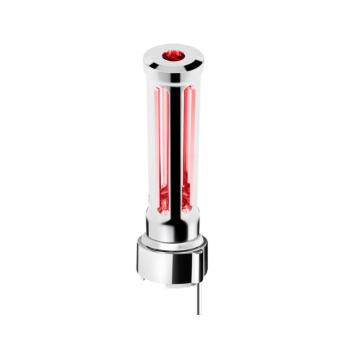 Thread-On Chrome Sonoma Style Gearshift Knob With LED 9/10 Speed Adapter-Red Crystal/Red LED 71140