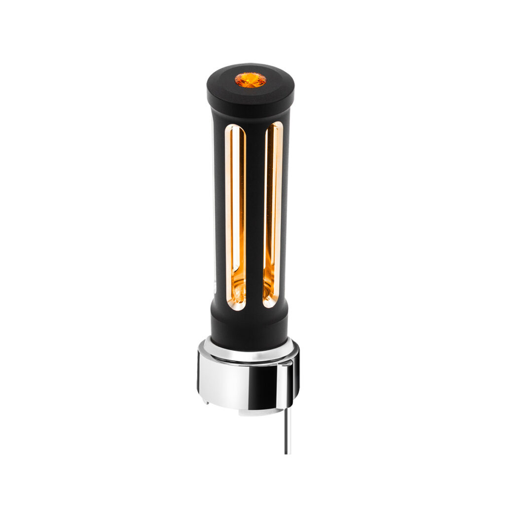 Thread-On Matte Black Sonoma Style Gearshift Knob With LED 9/10 Speed Adapter-Amber Crystal/Amber LED 71141