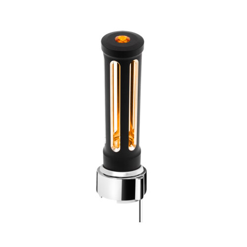 Thread-On Matte Black Sonoma Style Gearshift Knob With LED 9/10 Speed Adapter-Amber Crystal/Amber LED 71141