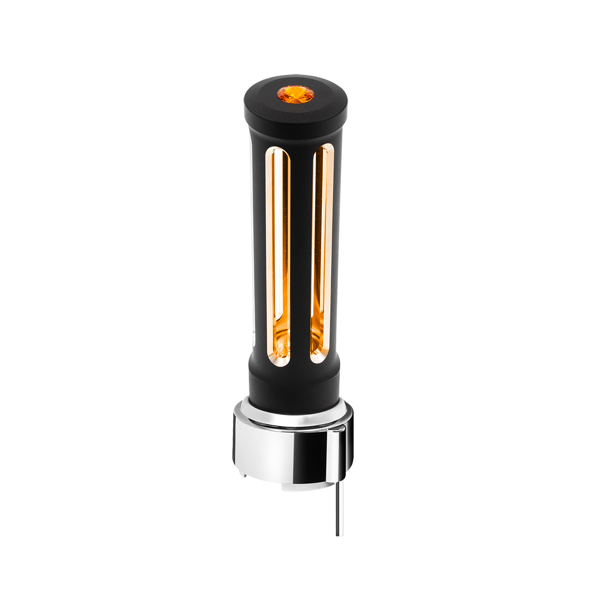 Thread-On Matte Black Sonoma Style Gearshift Knob With LED 9/10 Speed Adapter-Amber Crystal/Amber LED 71141