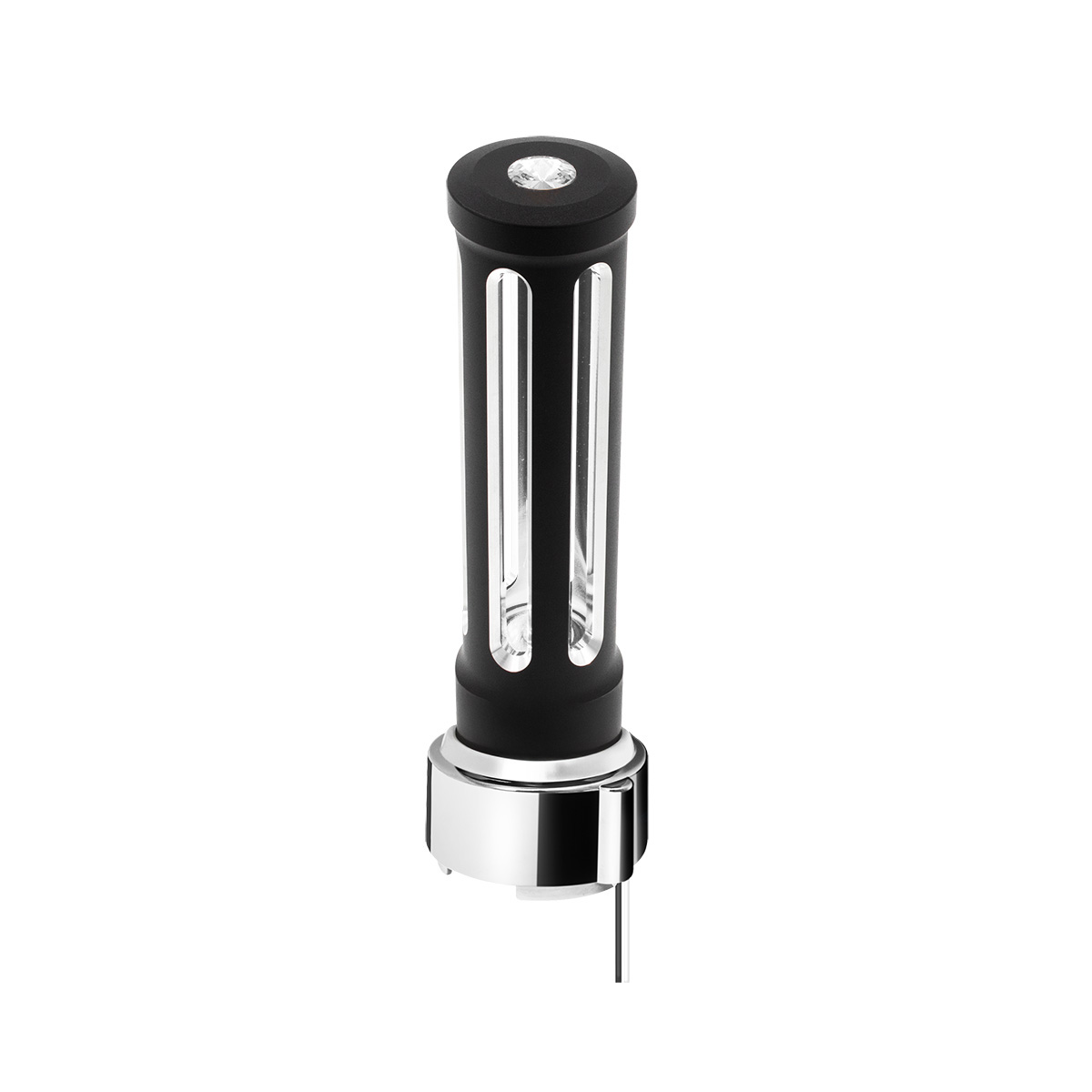 Thread-On Matte Black Sonoma Style Gearshift Knob With LED 9/10 Speed Adapter-Clear Crystal/White LED 71143