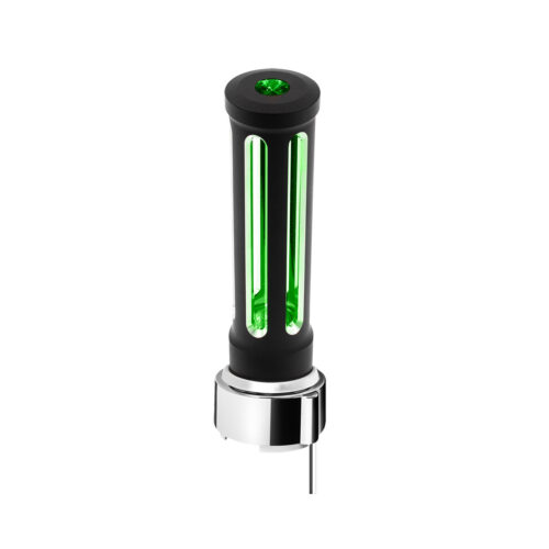 Thread-On Matte Black Sonoma Style Gearshift Knob With LED 9/10 Speed Adapter-Dark Green Crystal/Green LED 71144