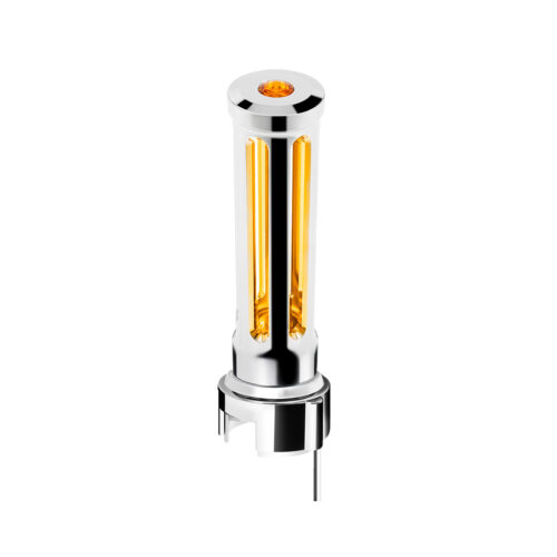 Thread-On Chrome Sonoma Style Gearshift Knob With LED 13/15/18 Speed Adapter-Amber Crystal/Amber LED 71147