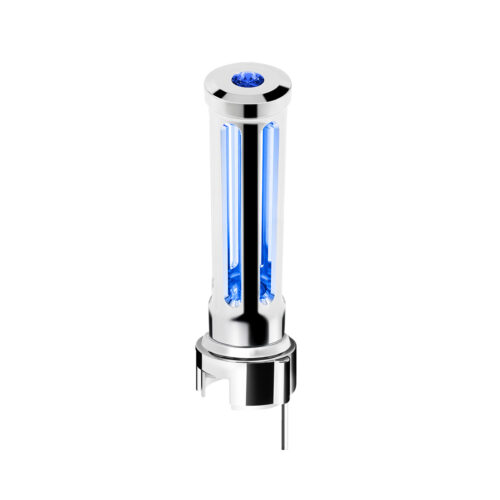 Thread-On Chrome Sonoma Style Gearshift Knob With LED 13/15/18 Speed Adapter-Blue Crystal/Blue LED 71148
