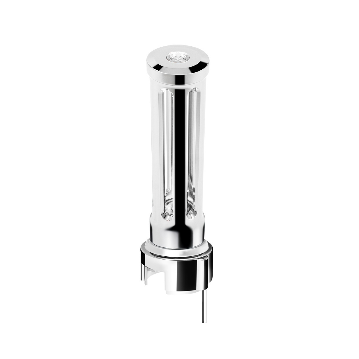Thread-On Chrome Sonoma Style Gearshift Knob With LED 13/15/18 Speed Adapter-Clear Crystal/White LED 71149