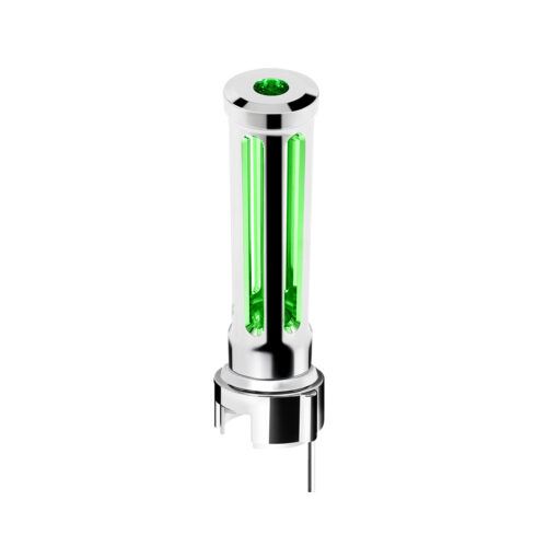 Thread-On Chrome Sonoma Style Gearshift Knob With LED 13/15/18 Speed Adapter-Dark Green Crystal/Green LED 71150