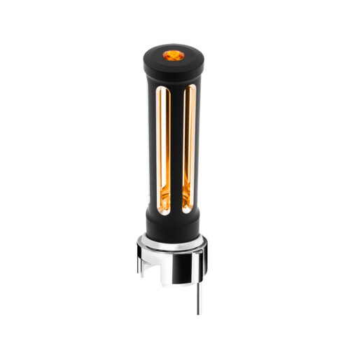 Thread-On Matte Black Sonoma Style Gearshift Knob With LED 13/15/18 Speed Adapter-Amber Crystal/Amber LED 71153