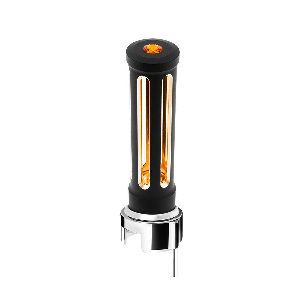 Thread-On Matte Black Sonoma Style Gearshift Knob With LED 13/15/18 Speed Adapter-Amber Crystal/Amber LED 71153