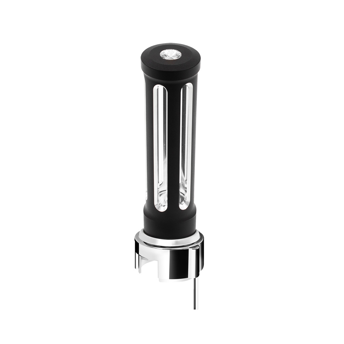 Thread-On Matte Black Sonoma Style Gearshift Knob With LED 13/15/18 Speed Adapter-Clear Crystal/White LED 71155