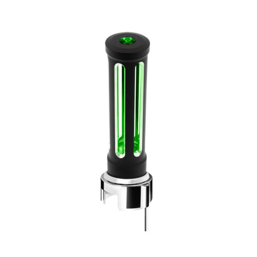 Thread-On Matte Black Sonoma Style Gearshift Knob With LED 13/15/18 Speed Adapter-Dark Green Crystal/Green LED 71156