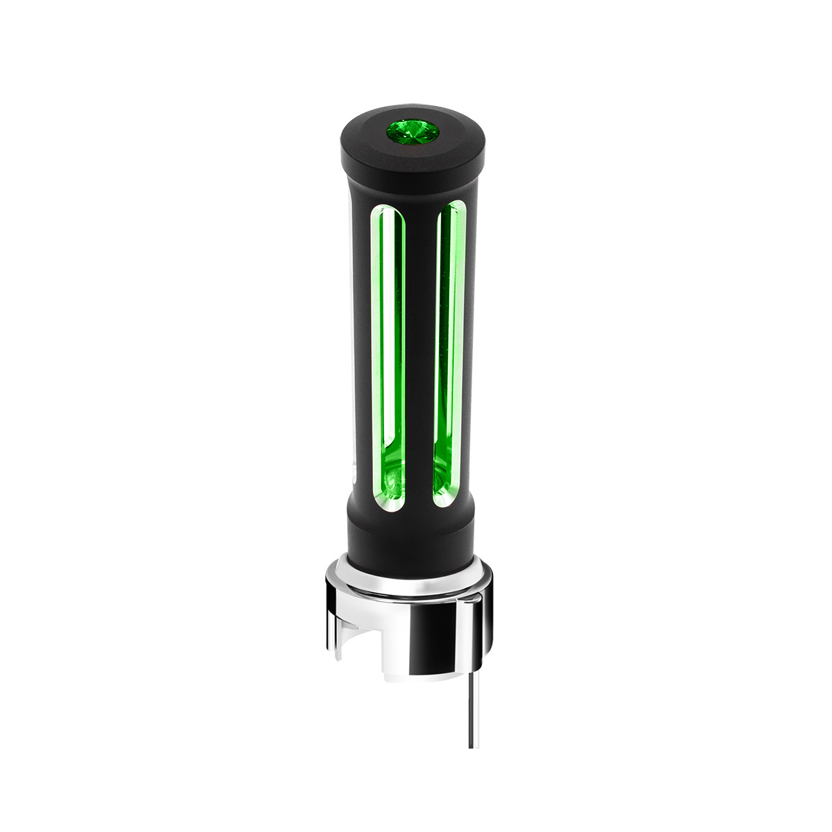 Thread-On Matte Black Sonoma Style Gearshift Knob With LED 13/15/18 Speed Adapter-Dark Green Crystal/Green LED 71156