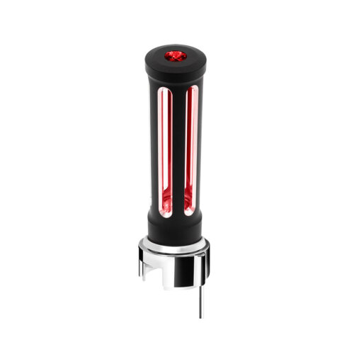 Thread-On Matte Black Sonoma Style Gearshift Knob With LED 13/15/18 Speed Adapter-Red Crystal/Red LED 71158