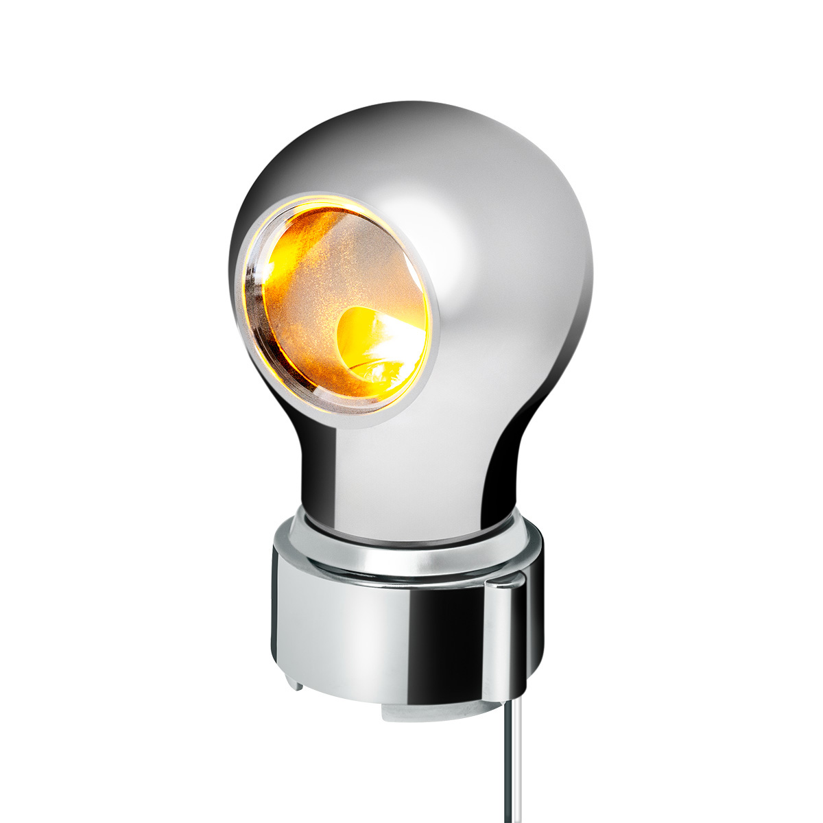 Thread-On Chrome Charlotte Style Gearshift Knob With LED 9/10 Speed Adapter-Amber LED 71163