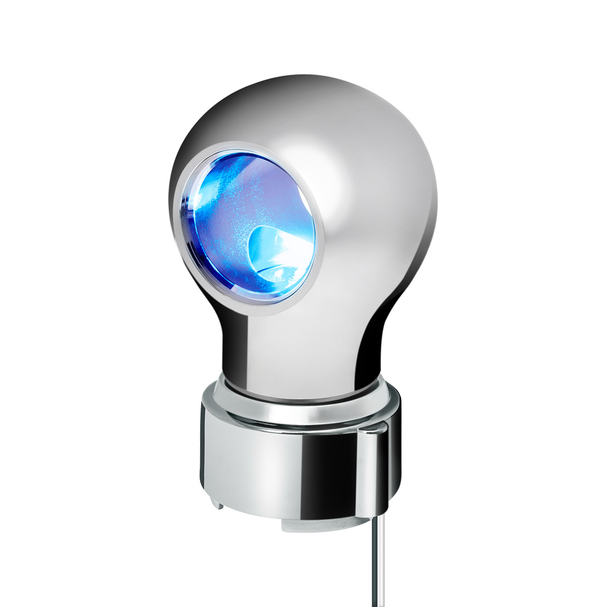 Thread-On Chrome Charlotte Style Gearshift Knob With LED 9/10 Speed Adapter-Blue LED 71164