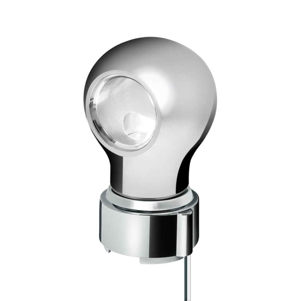 Thread-On Chrome Charlotte Style Gearshift Knob With LED 9/10 Speed Adapter-White LED 71165
