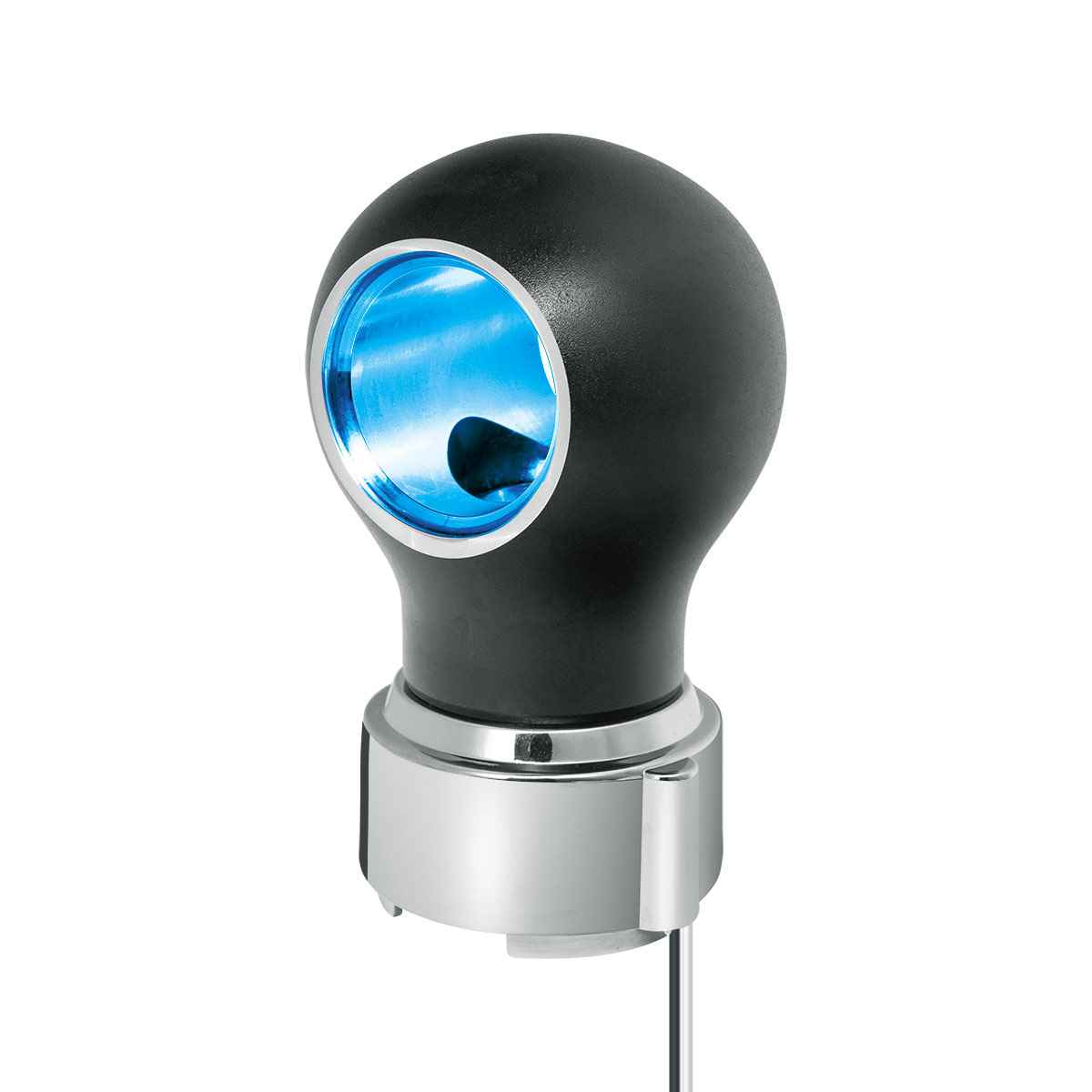 Thread-On Matte Black Charlotte Style Gearshift Knob With LED 9/10 Speed Adapter-Blue LED 71170