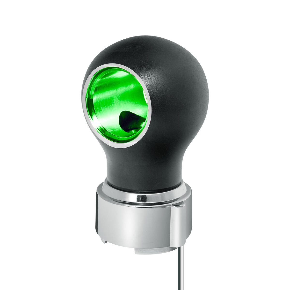 Thread-On Matte Black Charlotte Style Gearshift Knob With LED 9/10 Speed Adapter-Green LED 71172