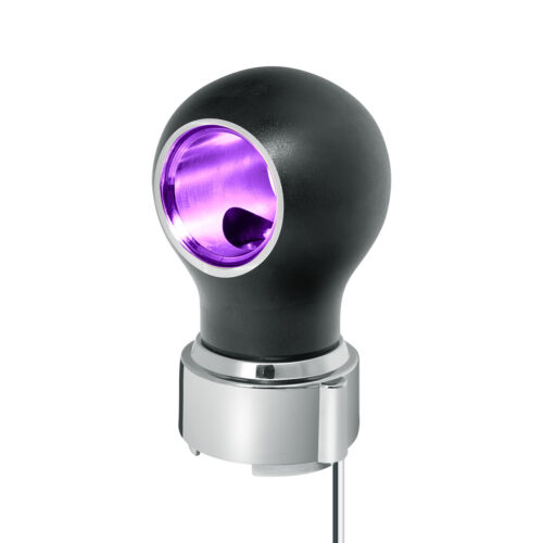Thread-On Matte Black Charlotte Style Gearshift Knob With LED 9/10 Speed Adapter-Purple LED 71173