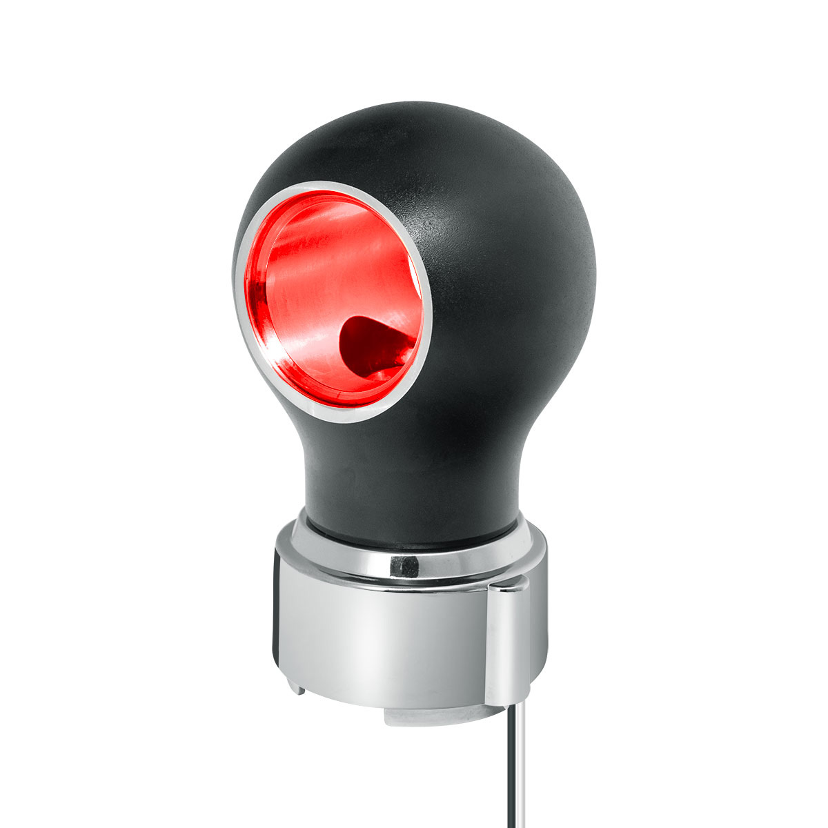 Thread-On Matte Black Charlotte Style Gearshift Knob With LED 9/10 Speed Adapter-Red LED 71174