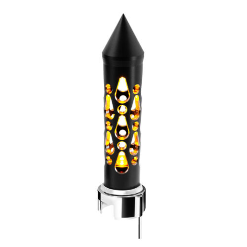 Thread-On Brooklyn Style Spike Gearshift Knob With LED 13/15/18 Speed Adapter-Matte Black/Amber LED 71202