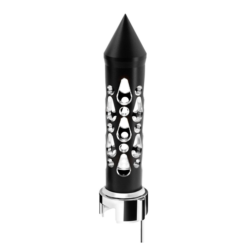 Thread-On Brooklyn Style Spike Gearshift Knob With LED 13/15/18 Speed Adapter-Matte Black/White LED 71204