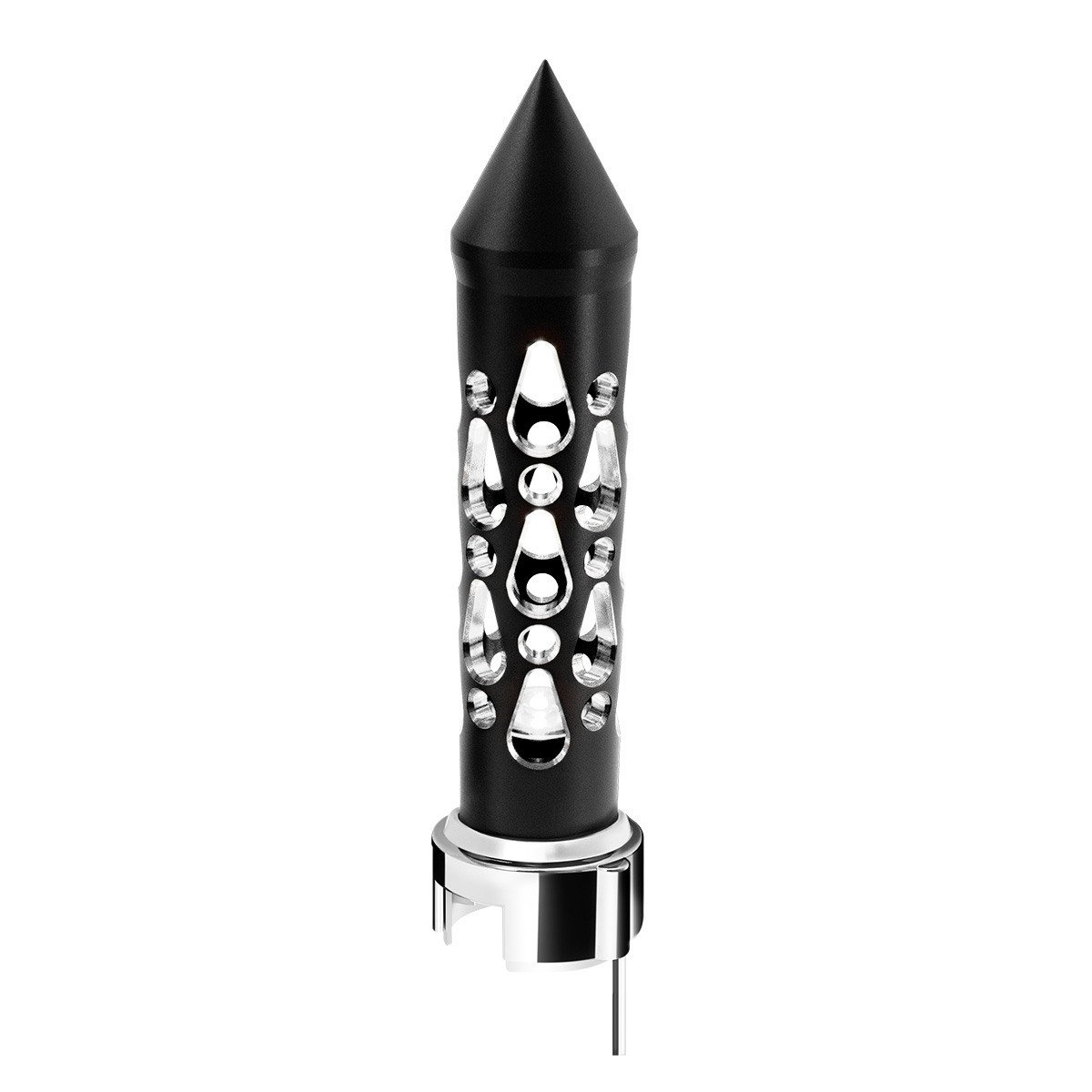 Thread-On Brooklyn Style Spike Gearshift Knob With LED 13/15/18 Speed Adapter-Matte Black/White LED 71204