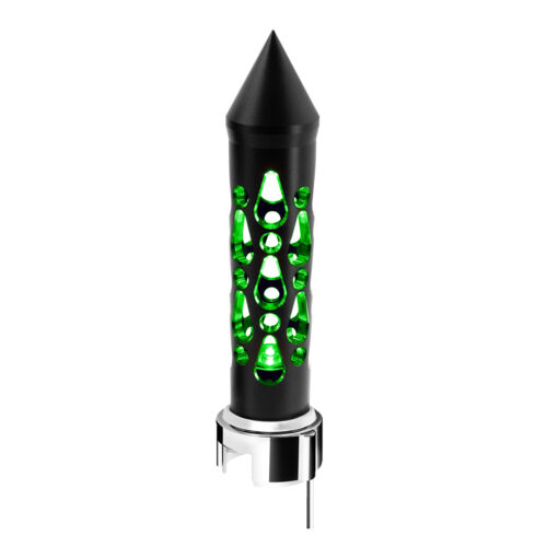 Thread-On Brooklyn Style Spike Gearshift Knob With LED 13/15/18 Speed Adapter-Matte Black/Green LED 71205