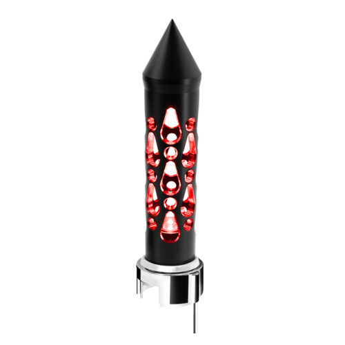 Thread-On Brooklyn Style Spike Gearshift Knob With LED 13/15/18 Speed Adapter-Matte Black/Red LED 71207