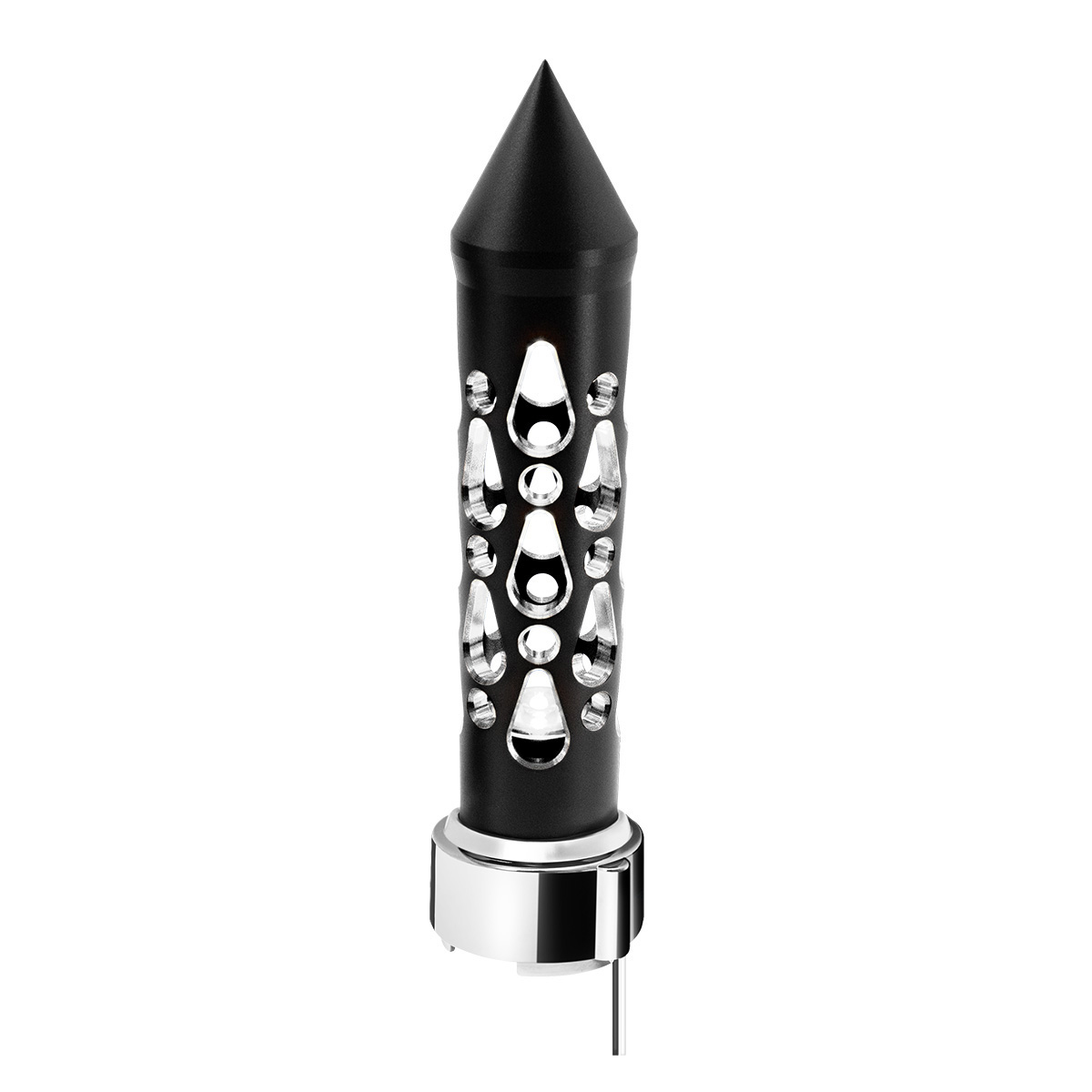 Thread-On Brooklyn Style Spike Gearshift Knob With LED 9/10 Speed Adapter-Matte Black/White LED 71210