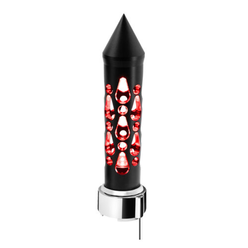 Thread-On Brooklyn Style Spike Gearshift Knob With LED 9/10 Speed Adapter-Matte Black/Red LED 71213