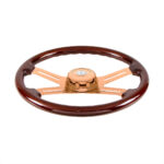 18" Rose Gold 4 Spoke Steering Wheel With Horn Button & Bezel-Wood Grain - Image 2