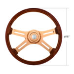 18" Rose Gold 4 Spoke Steering Wheel With Horn Button & Bezel-Wood Grain - Image 4