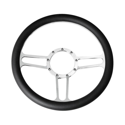 14" Chrome Aluminum 3-Spoke Style 9-Screw Mount "Competition Series" Steering Wheel 88296