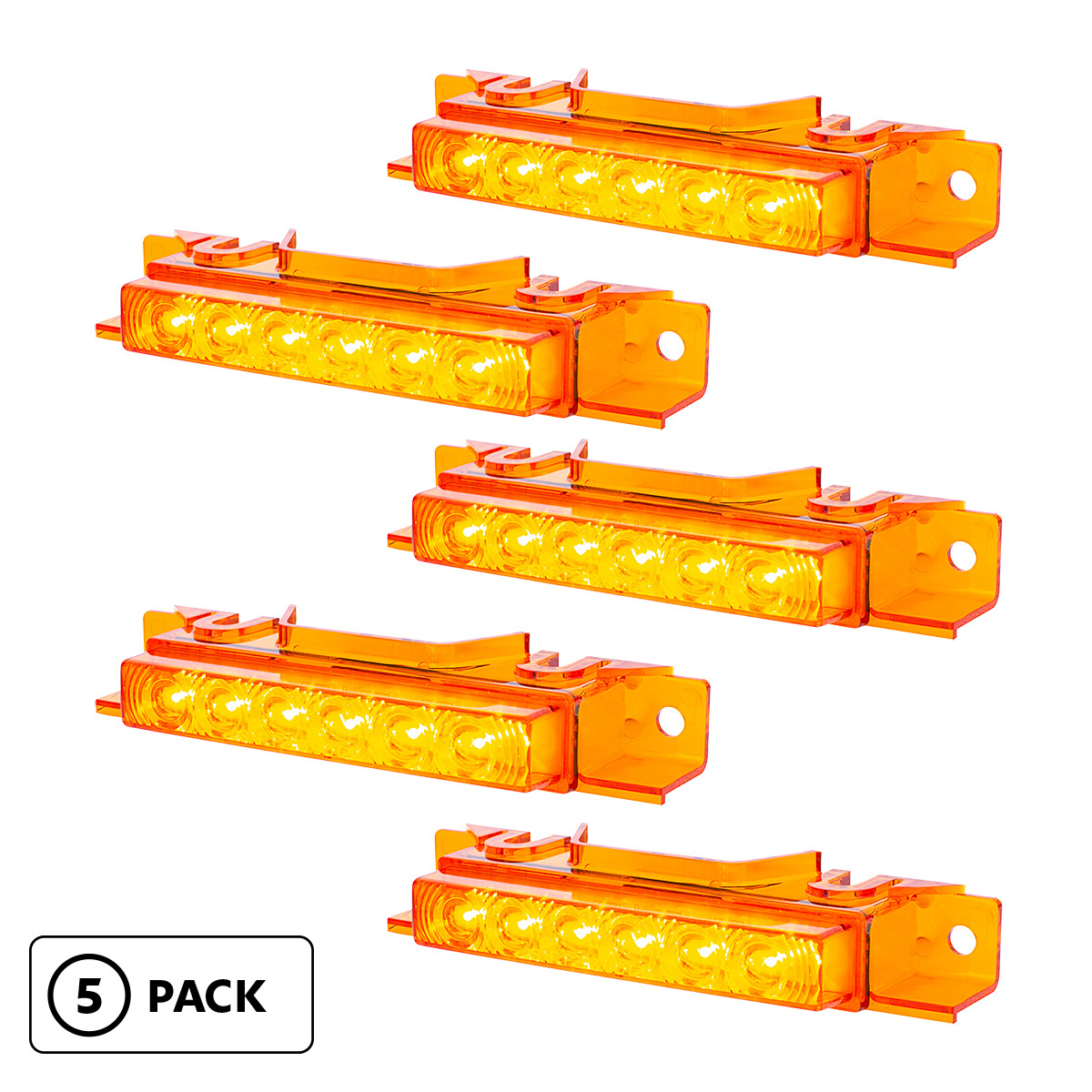6 LED Competition Series Exterior Visor Light For 1996-2024 Volvo VNL-Amber LED/Amber Lens (5 Pcs) 37589P5