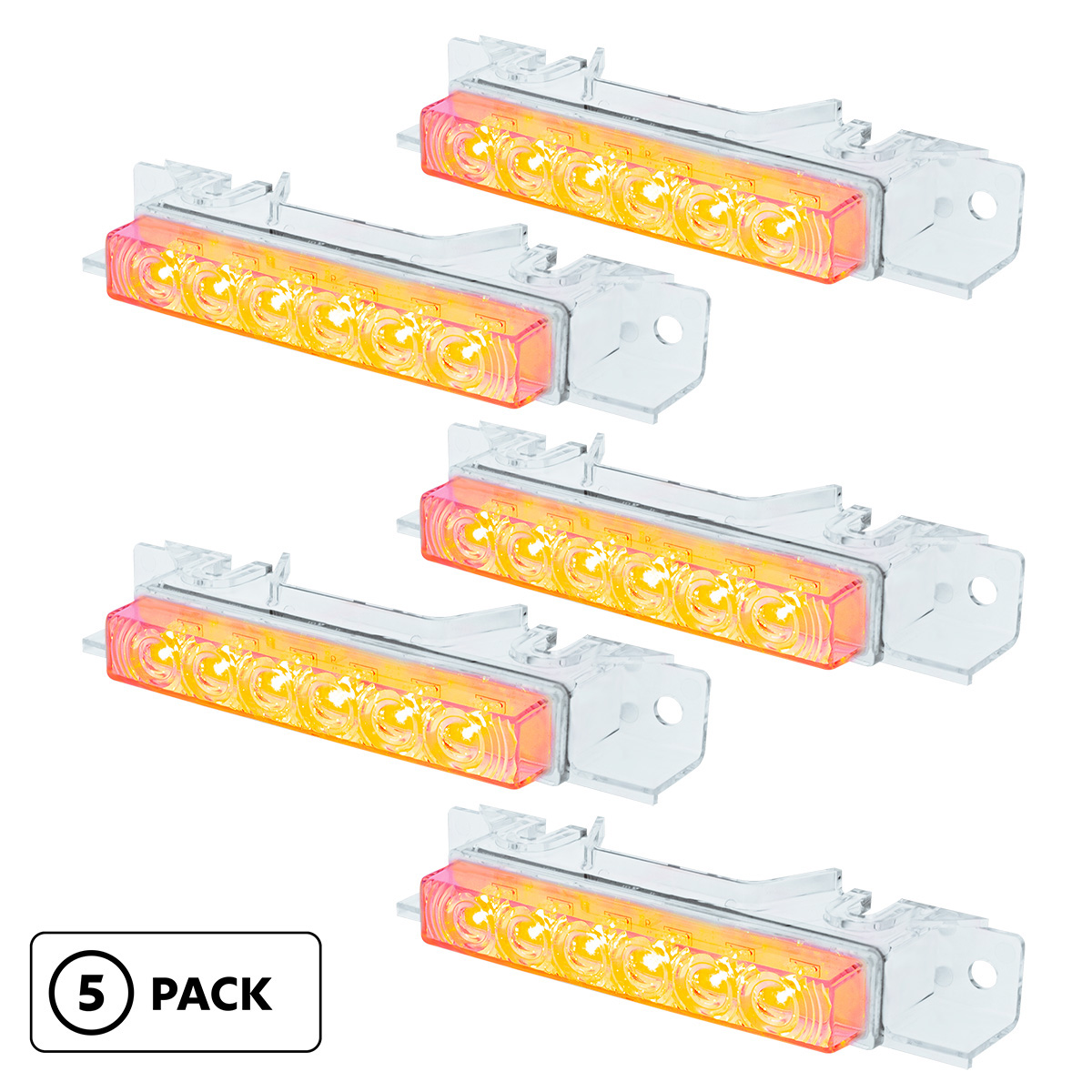 6 LED Competition Series Exterior Visor Light For 1996-2024 Volvo VNL-Amber LED/Clear Lens(5 Pcs) 37590P5